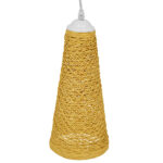 GloboStar® INCASS 01625 Vintage Κρεμαστό Φωτιστικό Καμπάνα Μονόφωτο 1 x E27 IP20 Μπεζ Rattan - Μ15 x Π15 x Y30.5cm - Image 3