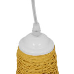 GloboStar® INCASS 01625 Vintage Κρεμαστό Φωτιστικό Καμπάνα Μονόφωτο 1 x E27 IP20 Μπεζ Rattan - Μ15 x Π15 x Y30.5cm - Image 5