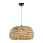 GloboStar® SAN TROPEZ 01626 Boho Κρεμαστό Φωτιστικό Πλέγμα Μονόφωτο 1 x E27 IP20 Μπεζ Ξύλο - Μ38 x Π38 x Υ22cm - Image 2