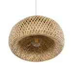 GloboStar® SAN TROPEZ 01626 Boho Κρεμαστό Φωτιστικό Πλέγμα Μονόφωτο 1 x E27 IP20 Μπεζ Ξύλο - Μ38 x Π38 x Υ22cm - Image 4