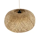 GloboStar® SAN TROPEZ 01626 Boho Κρεμαστό Φωτιστικό Πλέγμα Μονόφωτο 1 x E27 IP20 Μπεζ Ξύλο - Μ38 x Π38 x Υ22cm - Image 5
