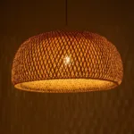 GloboStar® SAN TROPEZ 01627 Boho Κρεμαστό Φωτιστικό Πλέγμα Μονόφωτο 1 x E27 IP20 Μπεζ Ξύλο - Μ60 x Π60 x Υ29cm