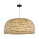 GloboStar® SAN TROPEZ 01627 Boho Κρεμαστό Φωτιστικό Πλέγμα Μονόφωτο 1 x E27 IP20 Μπεζ Ξύλο - Μ60 x Π60 x Υ29cm - Image 2