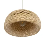 GloboStar® SAN TROPEZ 01627 Boho Κρεμαστό Φωτιστικό Πλέγμα Μονόφωτο 1 x E27 IP20 Μπεζ Ξύλο - Μ60 x Π60 x Υ29cm - Image 4