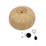 GloboStar® SAN TROPEZ 01627 Boho Κρεμαστό Φωτιστικό Πλέγμα Μονόφωτο 1 x E27 IP20 Μπεζ Ξύλο - Μ60 x Π60 x Υ29cm - Image 8