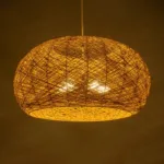 GloboStar® FIJI INCASS 01628 Vintage Κρεμαστό Φωτιστικό Καμπάνα Πολύφωτο 5 x E27 IP20 Μπέζ Rattan - Μ60 x Π60 x Υ29cm