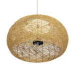 GloboStar® FIJI INCASS 01628 Vintage Κρεμαστό Φωτιστικό Καμπάνα Πολύφωτο 5 x E27 IP20 Μπέζ Rattan - Μ60 x Π60 x Υ29cm - Image 4