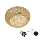 GloboStar® FIJI INCASS 01628 Vintage Κρεμαστό Φωτιστικό Καμπάνα Πολύφωτο 5 x E27 IP20 Μπέζ Rattan - Μ60 x Π60 x Υ29cm - Image 8