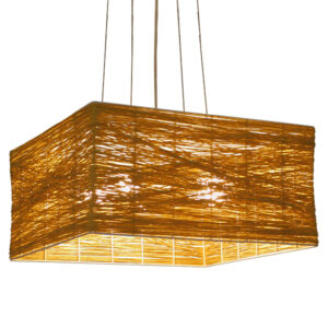 GloboStar® INCASS 01629 Vintage Κρεμαστό Φωτιστικό Ανάρτηση Πολύφωτο 5 x E27 IP20 Μπεζ Rattan - Μ40 x Π40 x Υ22.5cm