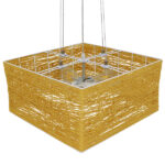 GloboStar® INCASS 01629 Vintage Κρεμαστό Φωτιστικό Ανάρτηση Πολύφωτο 5 x E27 IP20 Μπεζ Rattan - Μ40 x Π40 x Υ22.5cm - Image 4