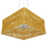 GloboStar® INCASS 01629 Vintage Κρεμαστό Φωτιστικό Ανάρτηση Πολύφωτο 5 x E27 IP20 Μπεζ Rattan - Μ40 x Π40 x Υ22.5cm - Image 5