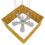 GloboStar® INCASS 01629 Vintage Κρεμαστό Φωτιστικό Ανάρτηση Πολύφωτο 5 x E27 IP20 Μπεζ Rattan - Μ40 x Π40 x Υ22.5cm - Image 6