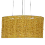 GloboStar® INCASS 01630 Vintage Κρεμαστό Φωτιστικό Καπέλο Τρίφωτο 3 x E27 IP20 Μπεζ Rattan - Μ40 x Π40 x Υ22cm - Image 3