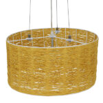 GloboStar® INCASS 01630 Vintage Κρεμαστό Φωτιστικό Καπέλο Τρίφωτο 3 x E27 IP20 Μπεζ Rattan - Μ40 x Π40 x Υ22cm - Image 4