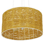 GloboStar® INCASS 01630 Vintage Κρεμαστό Φωτιστικό Καπέλο Τρίφωτο 3 x E27 IP20 Μπεζ Rattan - Μ40 x Π40 x Υ22cm - Image 5