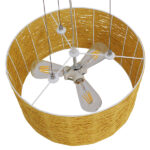 GloboStar® INCASS 01630 Vintage Κρεμαστό Φωτιστικό Καπέλο Τρίφωτο 3 x E27 IP20 Μπεζ Rattan - Μ40 x Π40 x Υ22cm - Image 6