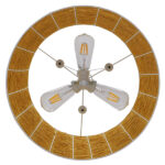 GloboStar® INCASS 01630 Vintage Κρεμαστό Φωτιστικό Καπέλο Τρίφωτο 3 x E27 IP20 Μπεζ Rattan - Μ40 x Π40 x Υ22cm - Image 7