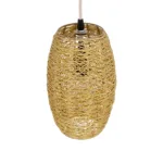 GloboStar® INCASS 01631 Vintage Κρεμαστό Φωτιστικό Ανάρτηση Μονόφωτο 1 x E27 IP20 Μπεζ Rattan - Μ15 x Π15 x Υ25cm - Image 5
