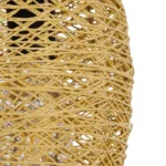 GloboStar® INCASS 01631 Vintage Κρεμαστό Φωτιστικό Ανάρτηση Μονόφωτο 1 x E27 IP20 Μπεζ Rattan - Μ15 x Π15 x Υ25cm - Image 6