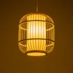 GloboStar® HIBISCUS 01633 Boho Κρεμαστό Φωτιστικό Ανάρτηση Μονόφωτο 1 x E27 IP20 Μπεζ Ξύλο - Μ26 x Π26 x Y32cm