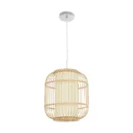 GloboStar® HIBISCUS 01633 Boho Κρεμαστό Φωτιστικό Ανάρτηση Μονόφωτο 1 x E27 IP20 Μπεζ Ξύλο - Μ26 x Π26 x Y32cm - Image 2