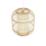GloboStar® HIBISCUS 01633 Boho Κρεμαστό Φωτιστικό Ανάρτηση Μονόφωτο 1 x E27 IP20 Μπεζ Ξύλο - Μ26 x Π26 x Y32cm - Image 5