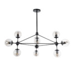 GloboStar® SENTINEL 01636 Μοντέρνο Φωτιστικό Οροφής Πλέγμα Πολύφωτο 10 x E27 IP20 Μαύρο Μέταλλο με μελί Γυαλί - Μ105 x Π80 x Υ90cm