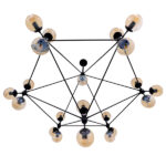 GloboStar® SENTINEL 01638 Μοντέρνο Φωτιστικό Οροφής Πλέγμα Πολύφωτο 21 x E27 IP20 Μαύρο Μέταλλο με μελί Γυαλί - Μ170 x Π170 x Υ136cm - Image 4