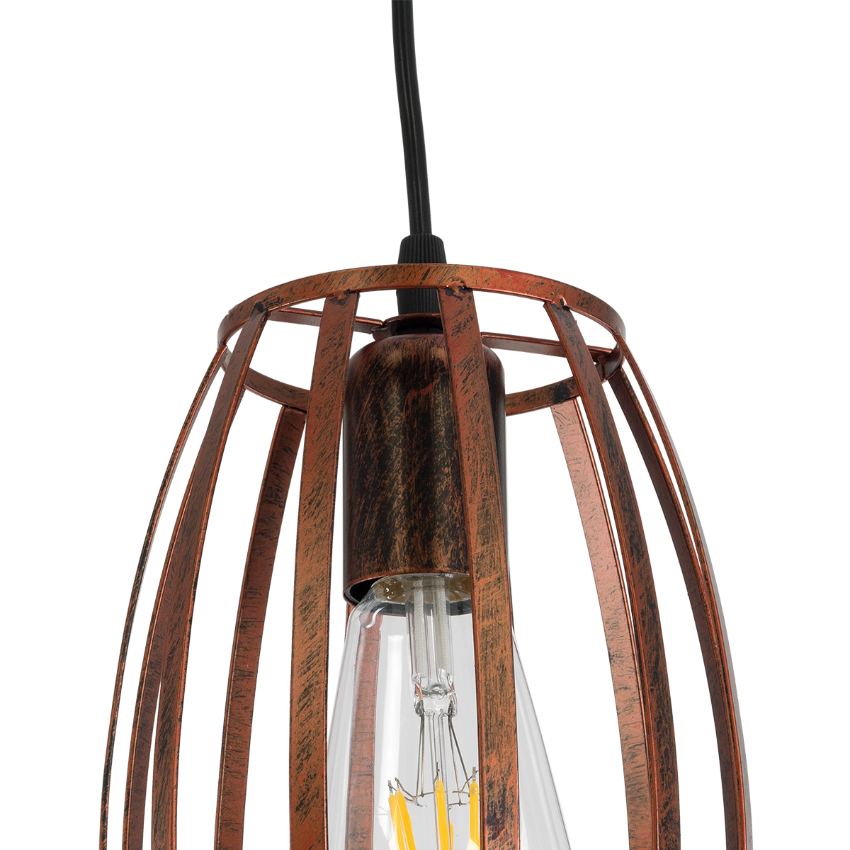 GloboStar® ZEBRA 01639 Vintage Κρεμαστό Φωτιστικό Πλέγμα Μονόφωτο 1 x E27 IP20 Χάλκινο Μέταλλο - Μ15 x 15 x Y15cm - Image 7