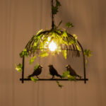 GloboStar® NEST 01640 Vintage Κρεμαστό Φωτιστικό Φιγούρα Μονόφωτο 1 x E27 IP20 Μαύρο Μέταλλο με Πράσινο Πλαστικό - Μ48 x Π38 x Y40cm - Image 2
