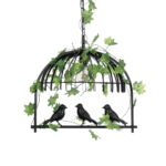 GloboStar® NEST 01640 Vintage Κρεμαστό Φωτιστικό Φιγούρα Μονόφωτο 1 x E27 IP20 Μαύρο Μέταλλο με Πράσινο Πλαστικό - Μ48 x Π38 x Y40cm - Image 4