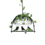 GloboStar® NEST 01640 Vintage Κρεμαστό Φωτιστικό Φιγούρα Μονόφωτο 1 x E27 IP20 Μαύρο Μέταλλο με Πράσινο Πλαστικό - Μ48 x Π38 x Y40cm - Image 5