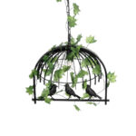 GloboStar® NEST 01640 Vintage Κρεμαστό Φωτιστικό Φιγούρα Μονόφωτο 1 x E27 IP20 Μαύρο Μέταλλο με Πράσινο Πλαστικό - Μ48 x Π38 x Y40cm - Image 6