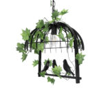 GloboStar® NEST 01640 Vintage Κρεμαστό Φωτιστικό Φιγούρα Μονόφωτο 1 x E27 IP20 Μαύρο Μέταλλο με Πράσινο Πλαστικό - Μ48 x Π38 x Y40cm - Image 7