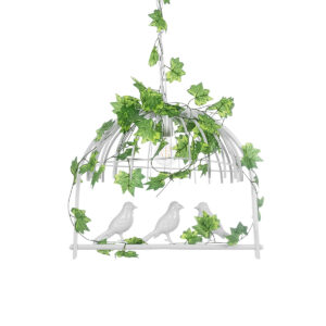 GloboStar® NEST 01641 Vintage Κρεμαστό Φωτιστικό Φιγούρα Μονόφωτο 1 x E27 IP20 Λευκό Μέταλλο με Πράσινο Πλαστικό - Μ48 x Π38 x Y40cm