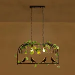 GloboStar® NEST 01643 Vintage Κρεμαστό Φωτιστικό Φιγούρα Δίφωτο 2 x E27 IP20 Μαύρο Μέταλλο με Πράσινο Πλαστικό - Μ73.6 x Π37.5 x Y38cm - Image 2