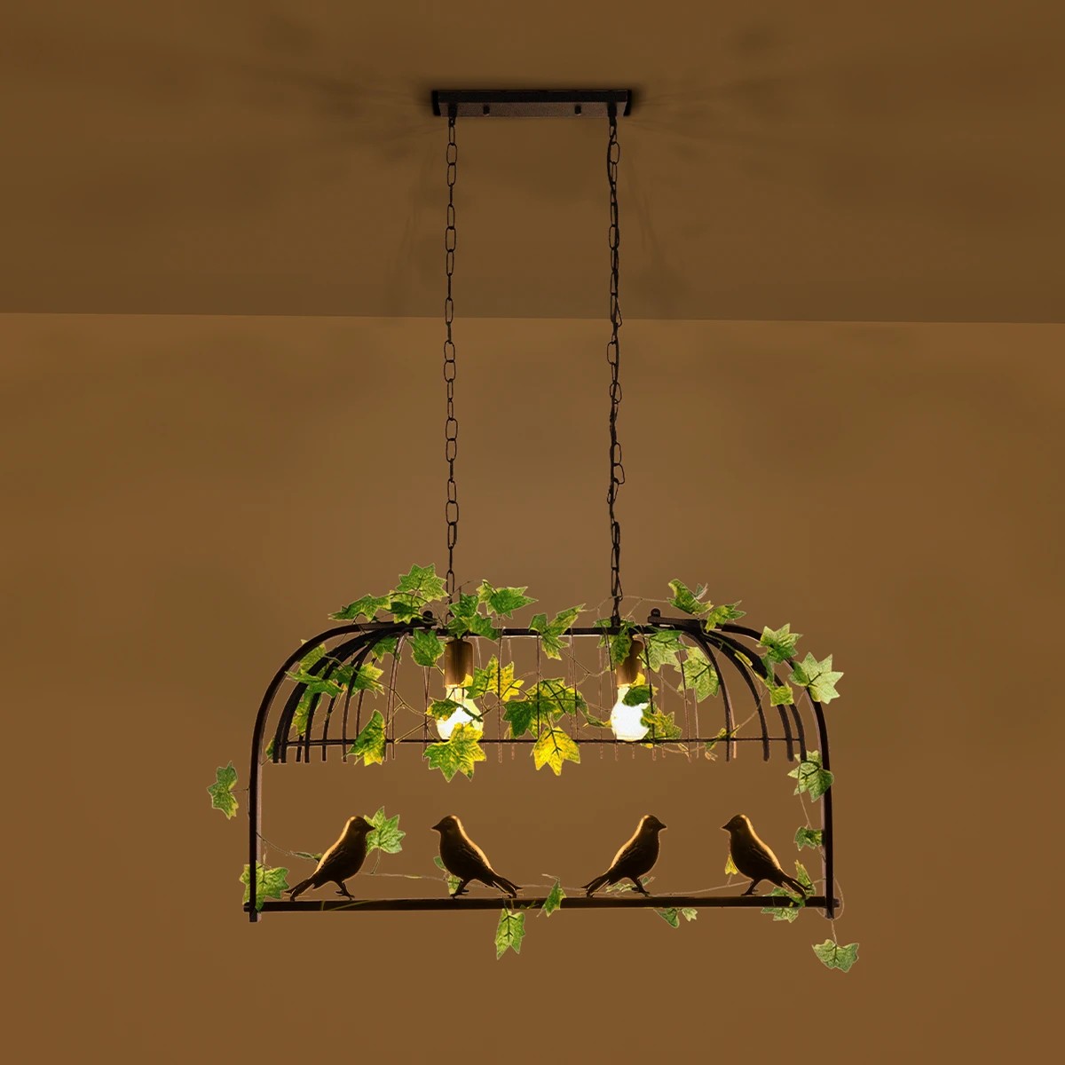 GloboStar® NEST 01643 Vintage Κρεμαστό Φωτιστικό Φιγούρα Δίφωτο 2 x E27 IP20 Μαύρο Μέταλλο με Πράσινο Πλαστικό - Μ73.6 x Π37.5 x Y38cm - Image 2