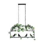 GloboStar® NEST 01643 Vintage Κρεμαστό Φωτιστικό Φιγούρα Δίφωτο 2 x E27 IP20 Μαύρο Μέταλλο με Πράσινο Πλαστικό - Μ73.6 x Π37.5 x Y38cm - Image 3