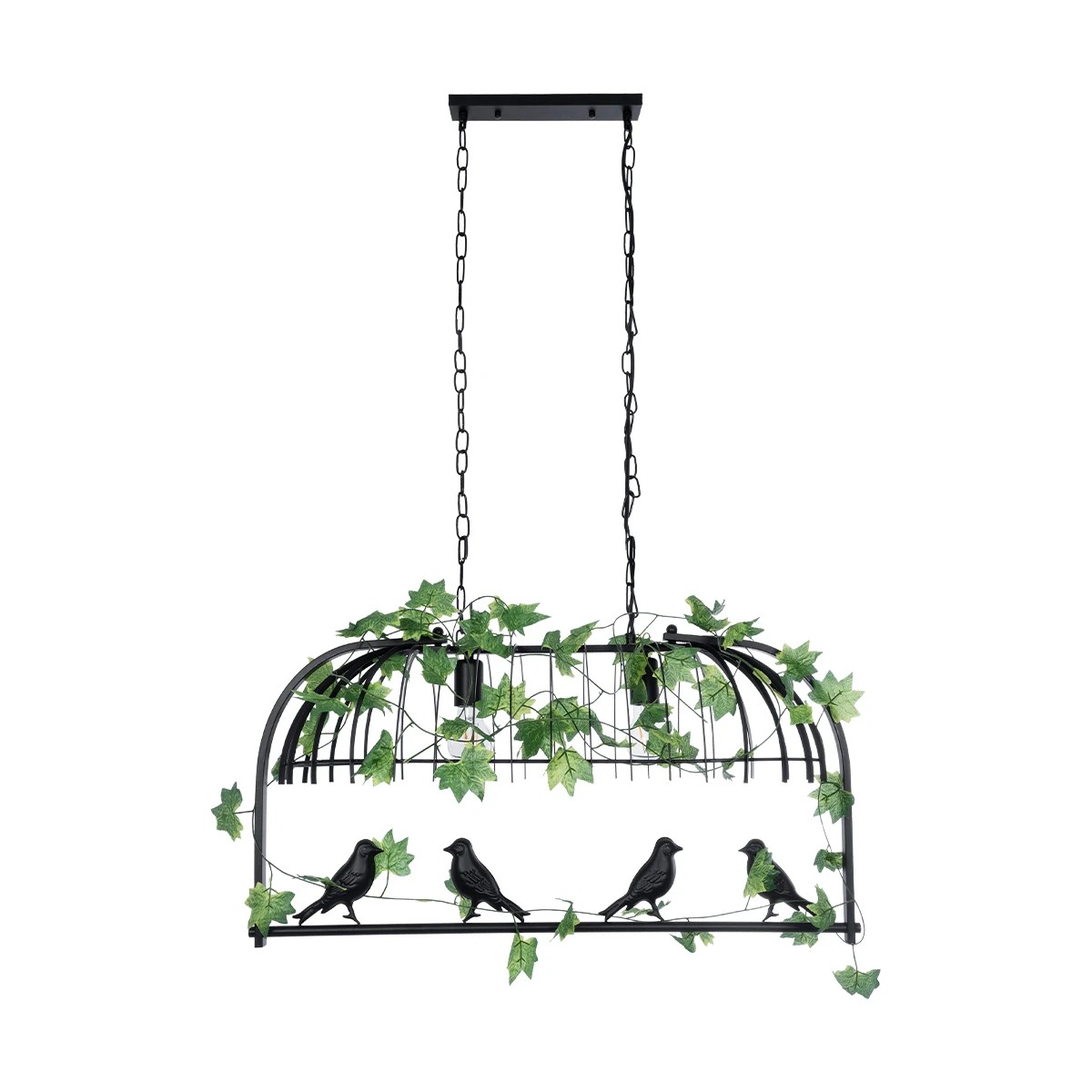 GloboStar® NEST 01643 Vintage Κρεμαστό Φωτιστικό Φιγούρα Δίφωτο 2 x E27 IP20 Μαύρο Μέταλλο με Πράσινο Πλαστικό - Μ73.6 x Π37.5 x Y38cm - Image 3