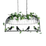 GloboStar® NEST 01643 Vintage Κρεμαστό Φωτιστικό Φιγούρα Δίφωτο 2 x E27 IP20 Μαύρο Μέταλλο με Πράσινο Πλαστικό - Μ73.6 x Π37.5 x Y38cm - Image 5