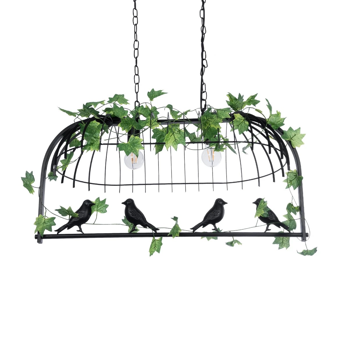 GloboStar® NEST 01643 Vintage Κρεμαστό Φωτιστικό Φιγούρα Δίφωτο 2 x E27 IP20 Μαύρο Μέταλλο με Πράσινο Πλαστικό - Μ73.6 x Π37.5 x Y38cm - Image 5