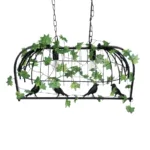 GloboStar® NEST 01643 Vintage Κρεμαστό Φωτιστικό Φιγούρα Δίφωτο 2 x E27 IP20 Μαύρο Μέταλλο με Πράσινο Πλαστικό - Μ73.6 x Π37.5 x Y38cm - Image 6