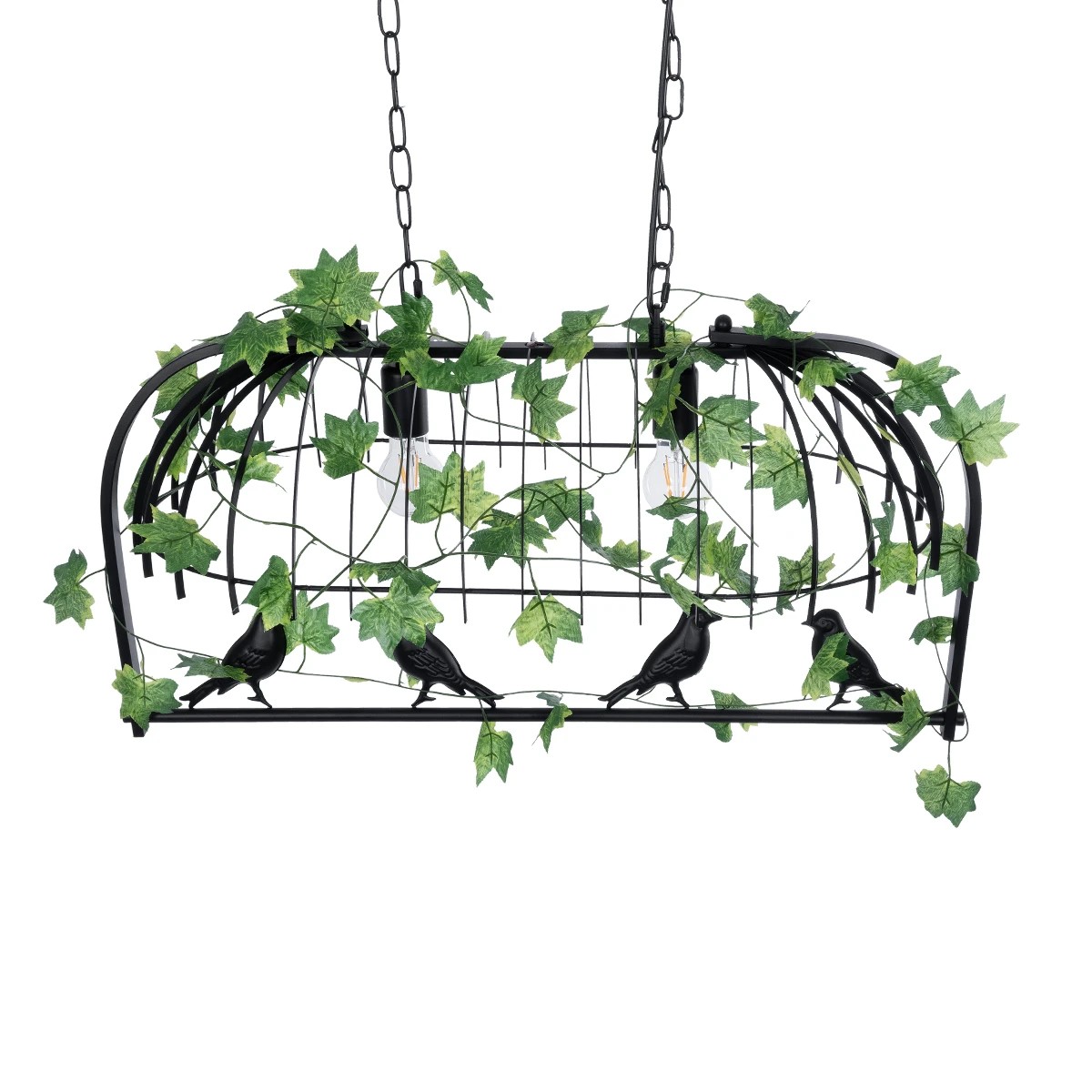 GloboStar® NEST 01643 Vintage Κρεμαστό Φωτιστικό Φιγούρα Δίφωτο 2 x E27 IP20 Μαύρο Μέταλλο με Πράσινο Πλαστικό - Μ73.6 x Π37.5 x Y38cm - Image 6