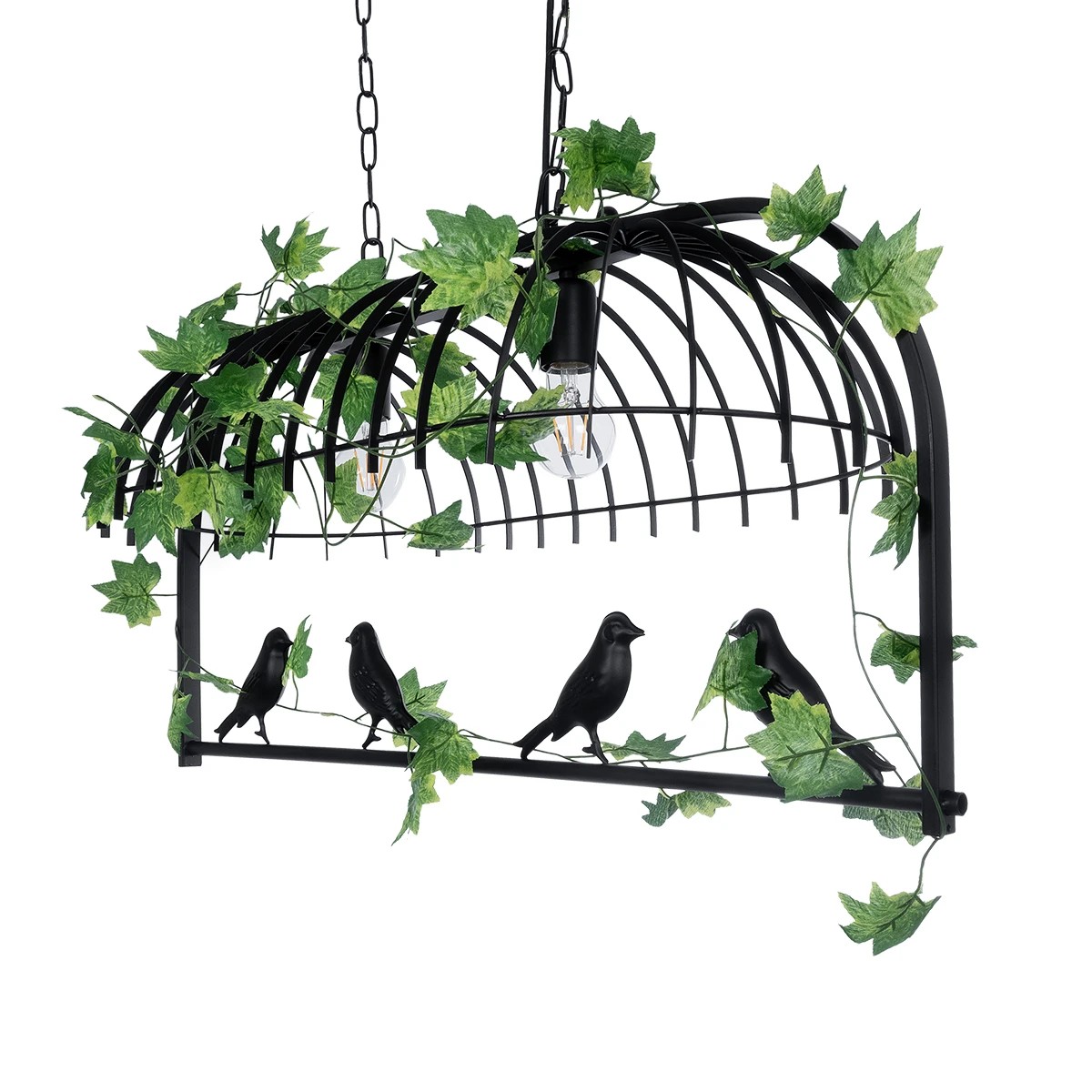 GloboStar® NEST 01643 Vintage Κρεμαστό Φωτιστικό Φιγούρα Δίφωτο 2 x E27 IP20 Μαύρο Μέταλλο με Πράσινο Πλαστικό - Μ73.6 x Π37.5 x Y38cm - Image 7