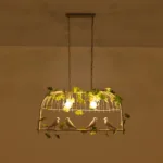 GloboStar® NEST 01644 Vintage Κρεμαστό Φωτιστικό Φιγούρα Δίφωτο 2 x E27 IP20 Λευκό Μέταλλο με Πράσινο Πλαστικό - Μ73.6 x Π37.5 x Y38cm - Image 2