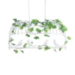 GloboStar® NEST 01644 Vintage Κρεμαστό Φωτιστικό Φιγούρα Δίφωτο 2 x E27 IP20 Λευκό Μέταλλο με Πράσινο Πλαστικό - Μ73.6 x Π37.5 x Y38cm - Image 4