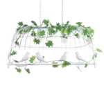 GloboStar® NEST 01644 Vintage Κρεμαστό Φωτιστικό Φιγούρα Δίφωτο 2 x E27 IP20 Λευκό Μέταλλο με Πράσινο Πλαστικό - Μ73.6 x Π37.5 x Y38cm - Image 5