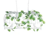 GloboStar® NEST 01644 Vintage Κρεμαστό Φωτιστικό Φιγούρα Δίφωτο 2 x E27 IP20 Λευκό Μέταλλο με Πράσινο Πλαστικό - Μ73.6 x Π37.5 x Y38cm - Image 6