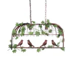 GloboStar® NEST 01645 Vintage Κρεμαστό Φωτιστικό Φιγούρα Δίφωτο 2 x E27 IP20 Χάλκινο Μέταλλο με Πράσινο Πλαστικό - Μ73.6 x Π37.5 x Y38.5cm - Image 4