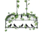 GloboStar® NEST 01646 Vintage Κρεμαστό Φωτιστικό Φιγούρα Τρίφωτο 3 x E27 IP20 Μαύρο Μέταλλο με Πράσινο Πλαστικό - Μ85.5 x Π37.5 x Y38cm - Image 4